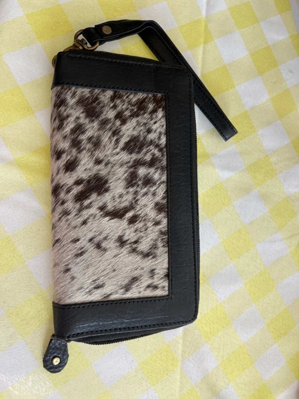 Western style cowhide wristlet
